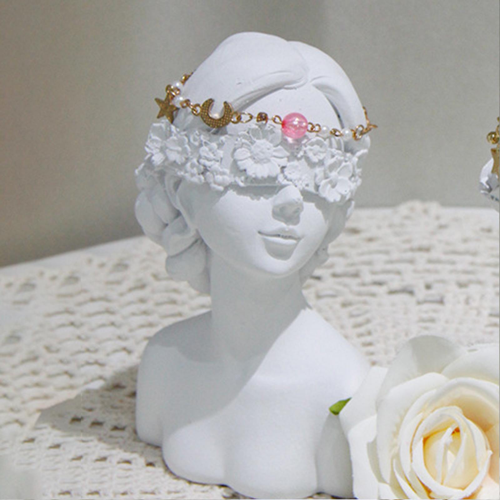 2x Elagant Jewelry Display Stand Bust Chain White Earrings for Collection 