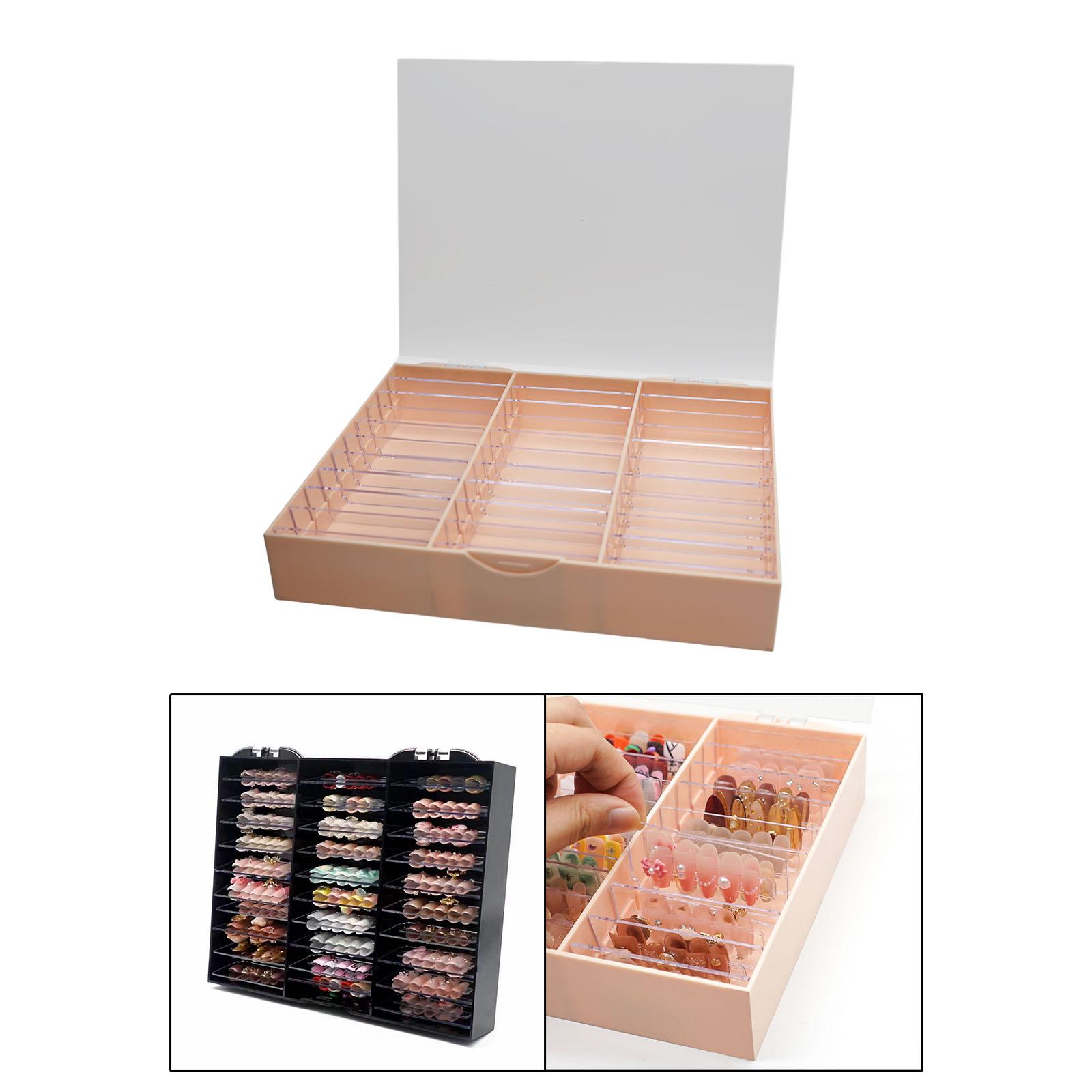 Nail Art Storage Case 30 Cells Nail Decoration Box for Nail Salon Nail False Pink