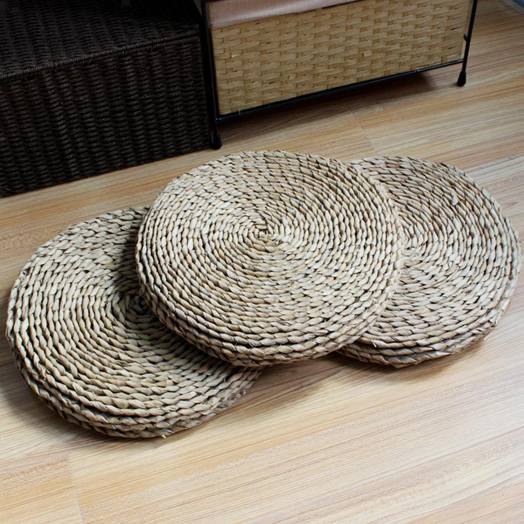 Nature Handmade Straw Woven Seat Cushion Dia. 40cm Tatami Round Braided