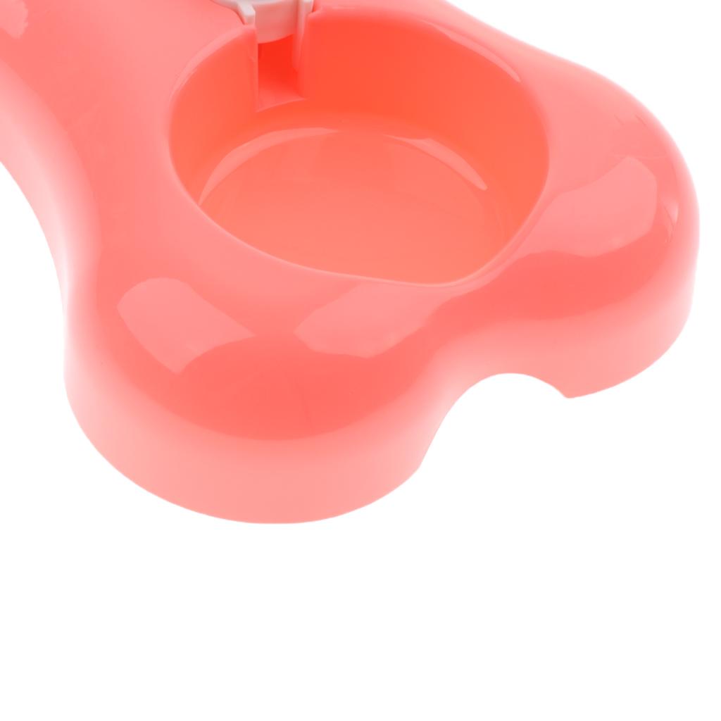 Pet Dog Cat Double Bowl Drinking Fountain Plastic Water Food Feeder Black