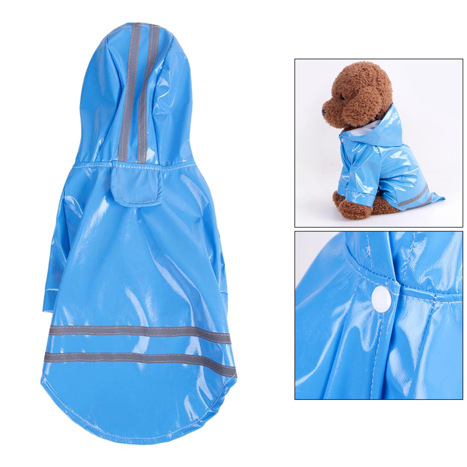 Dog Raincoat with Hood Doggie Reflective Jacket Waterproof S- XL blue M