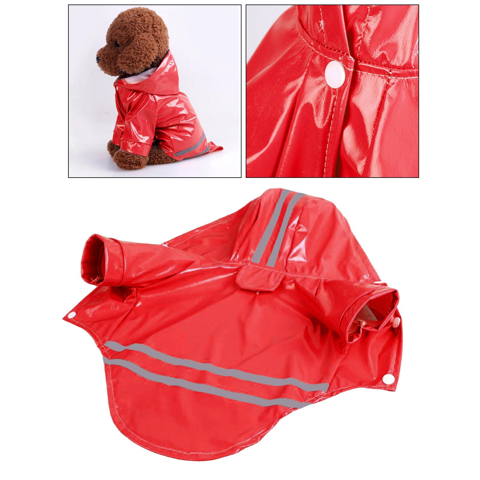 Dog Raincoat with Hood Doggie Reflective Jacket Waterproof S- XL red L