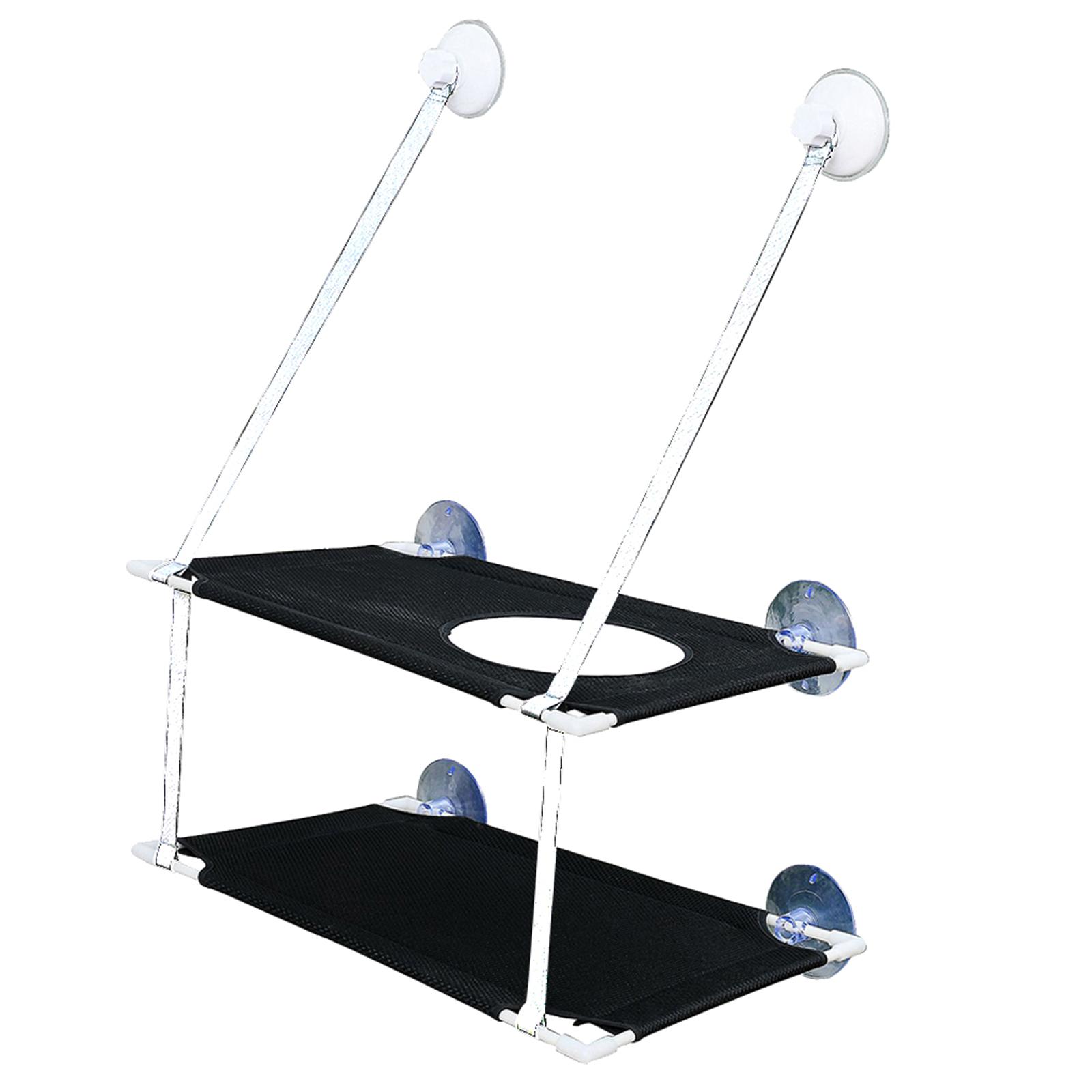 Pet Cat Window Mounted Soft Seat Hammock Perch Bed Black Double Layer