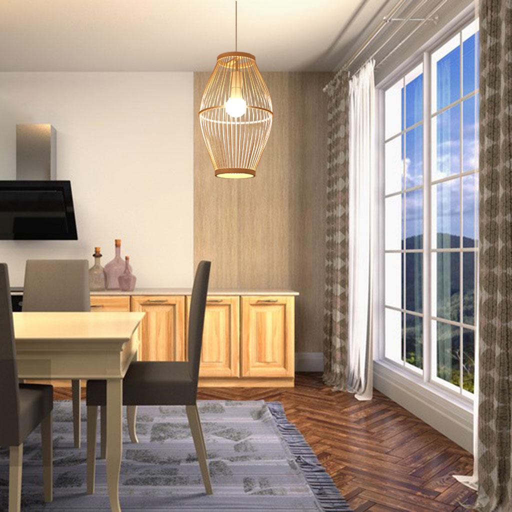 Bamboo Wove Lantern Pendant Light Hanging Lamp Kitchen Droplight D 26x42CM