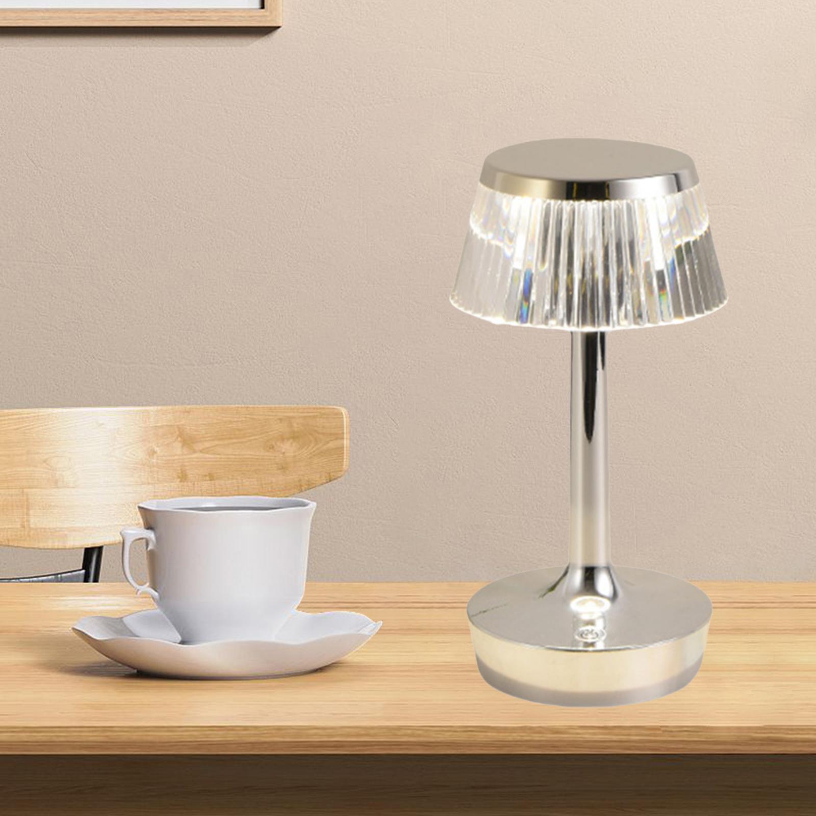 Modern Crystal Table Lamp Desk Light Bedroom Bedside Dimmable Night Light Silver