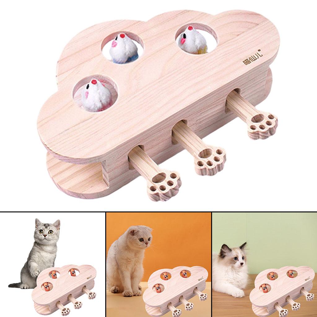 Cloud Shape Cat Hunt Interactive Toys Wooden Whack Mouse Puzzle Toy mice