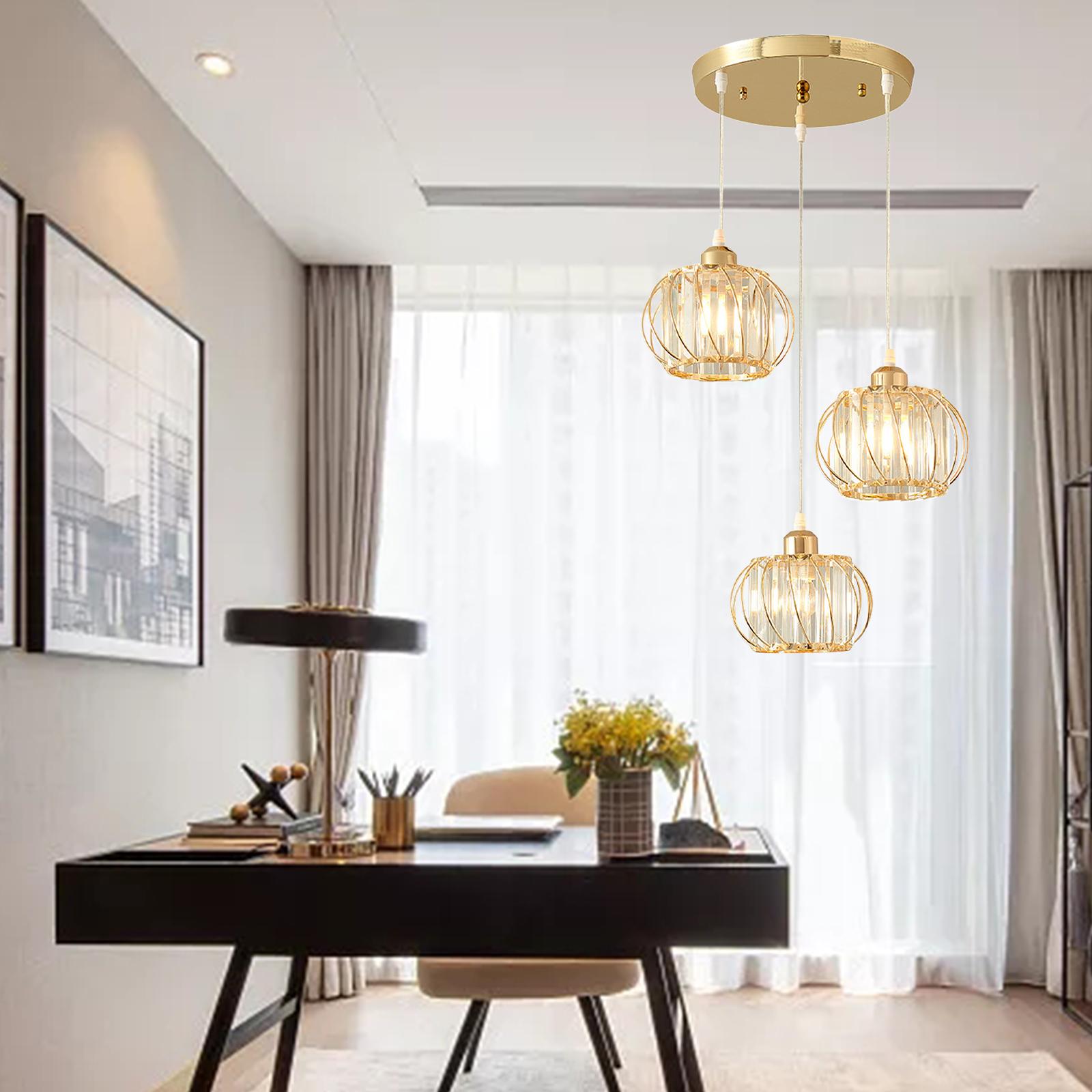 Crystal Pendant Light Chandeliers Lighting Fixture for Kitchen Round Base