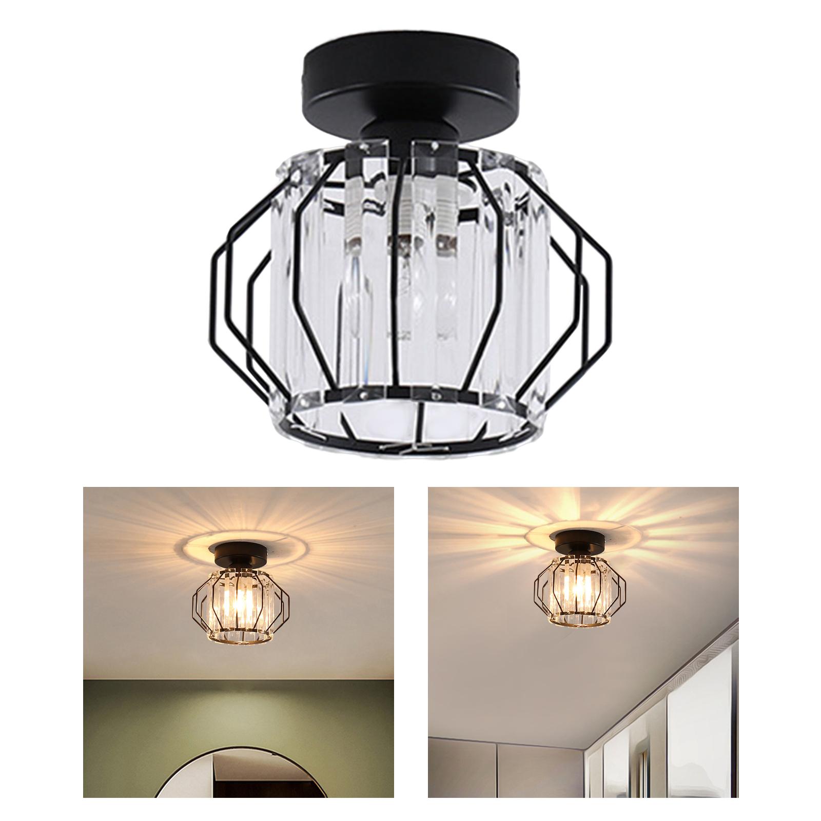 Industrial Crystal Ceiling Light Elegant Iron Simple Lighting for Bedroom Black