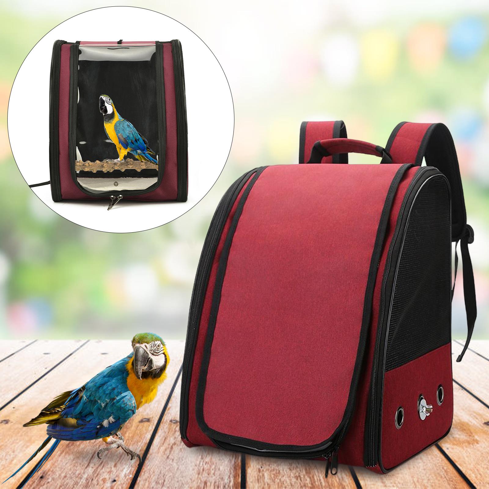 Parrot Carrier Backpack Small Animals Transport Bird Travel Bag Red