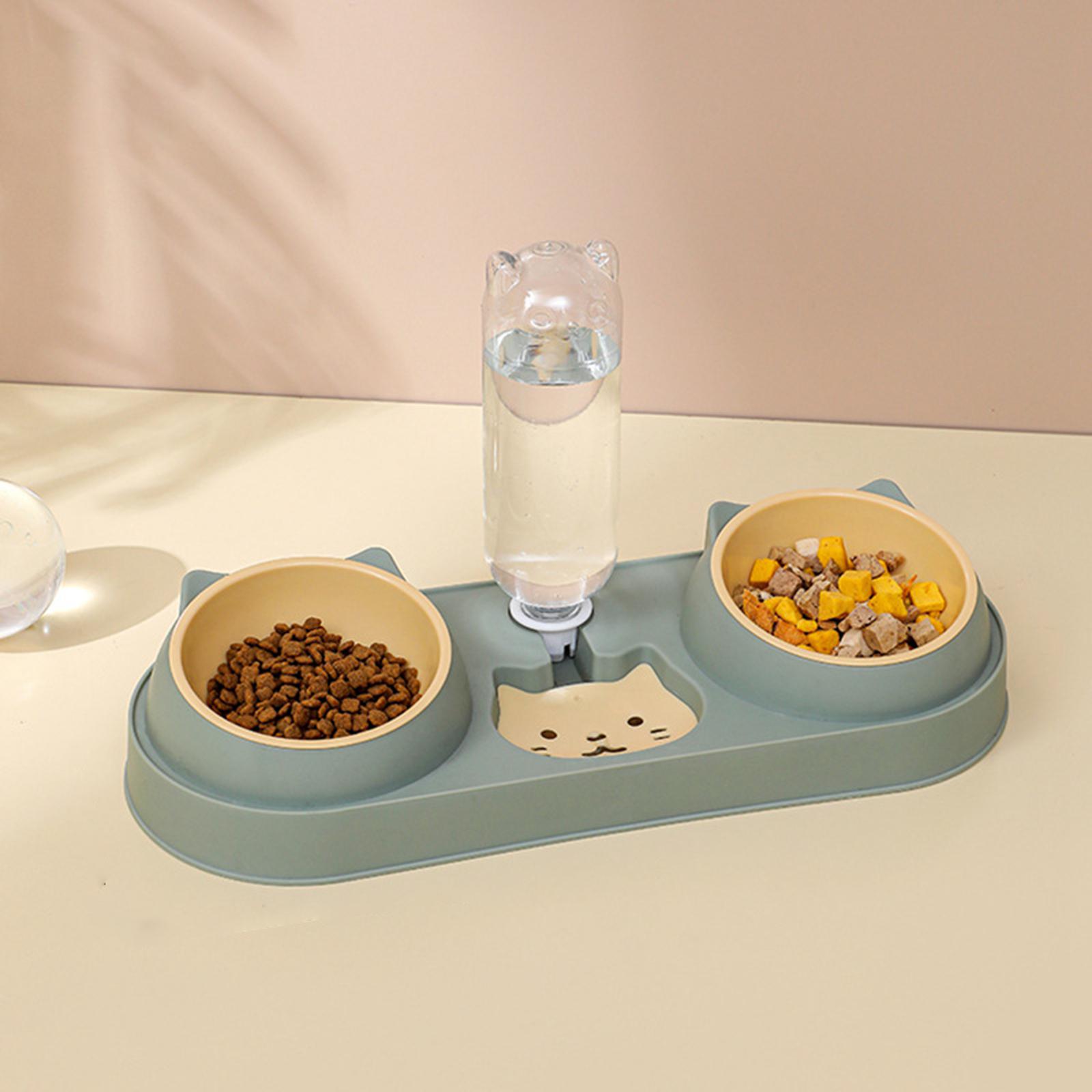 Pet Feeder Waterer Pet Feeding Station Raised Stand Dish Bowls Detachable Green