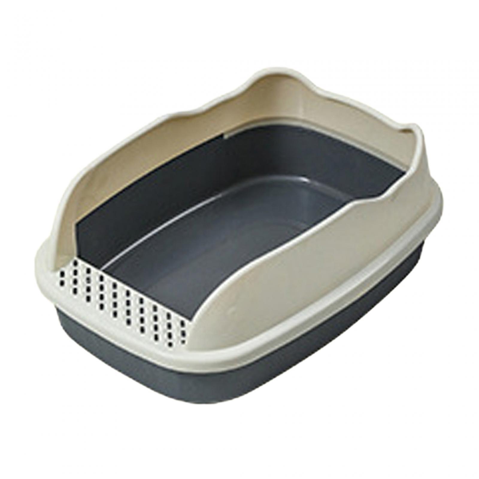Open Litter Box 58x41x20cm Large Bedpan Durable Splashproof Kitty Litter Pan gray