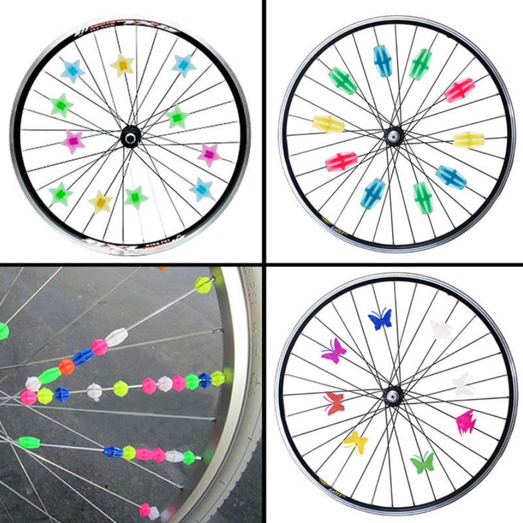 Childrens Bike Basket Butterfly Beads: 36pcs Colorful Plastic Spoke Decorations With Luminous Star Details For Kids' Ride-On Bicycle Accessories