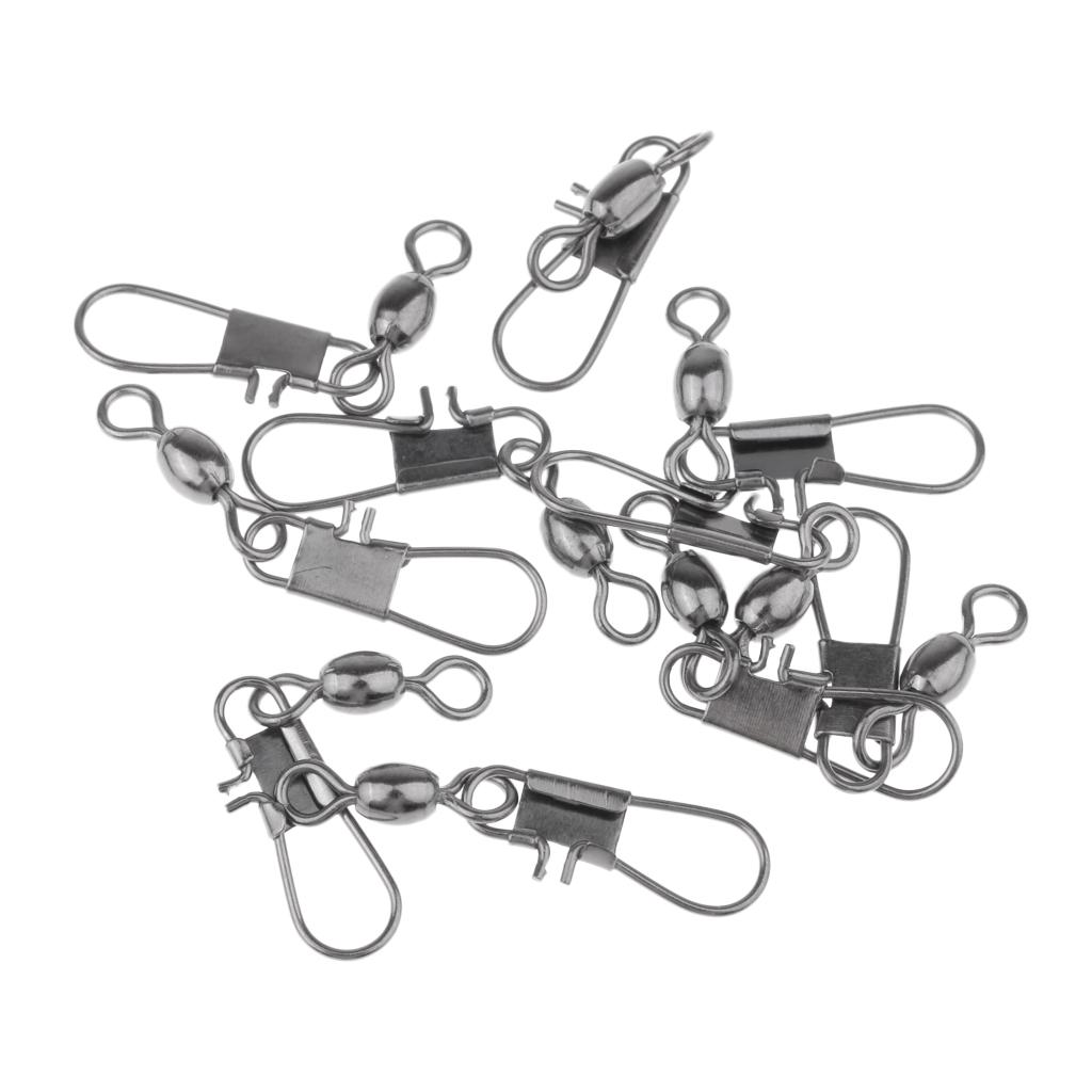 6x10pcs Fishing Rolling Barrel Swivel with Interlock Snap Swivel Connector 3#