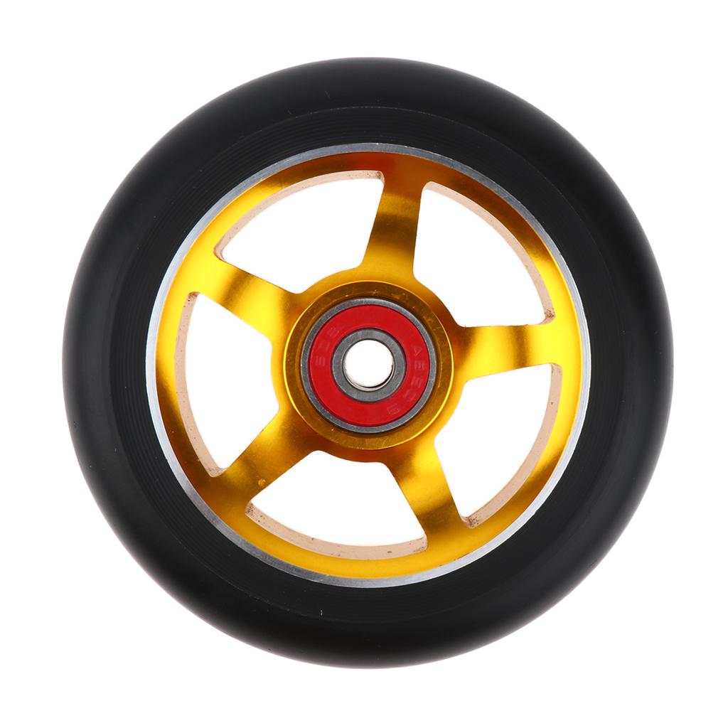 2pcs 100mm Stunt Scooter Wheels with Bearings Abrasion Resistance PU