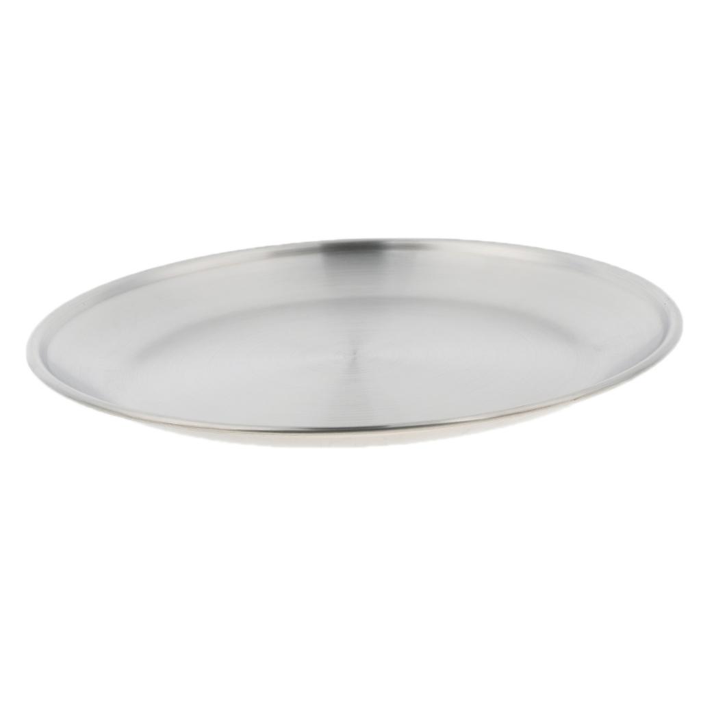 Stainless Steel Round Plate Dish Camping Picnic Food Salad Container 20cm