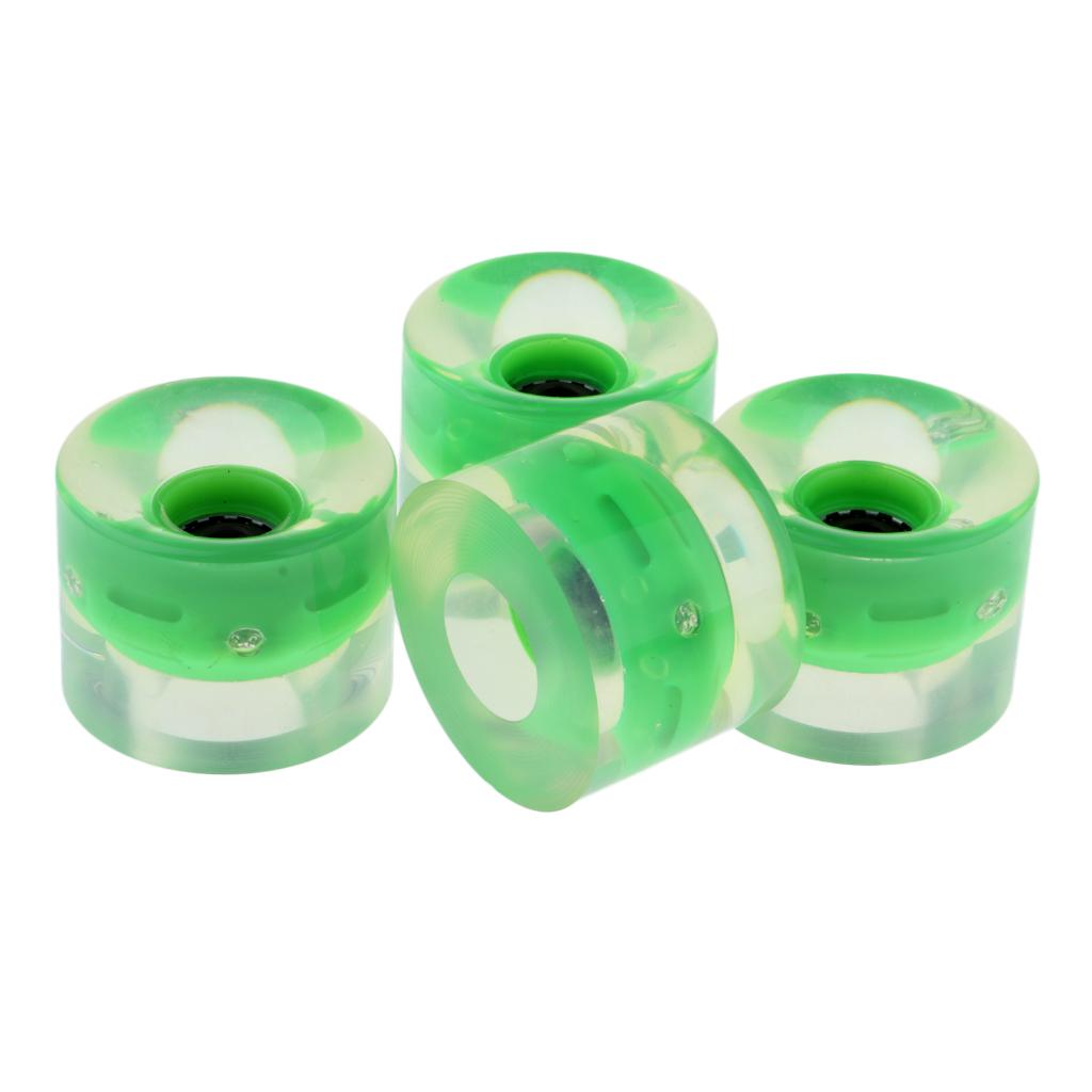 4pcs 60mm Light Up Skateboard Longboard Wheels Flash at Night 78A Green