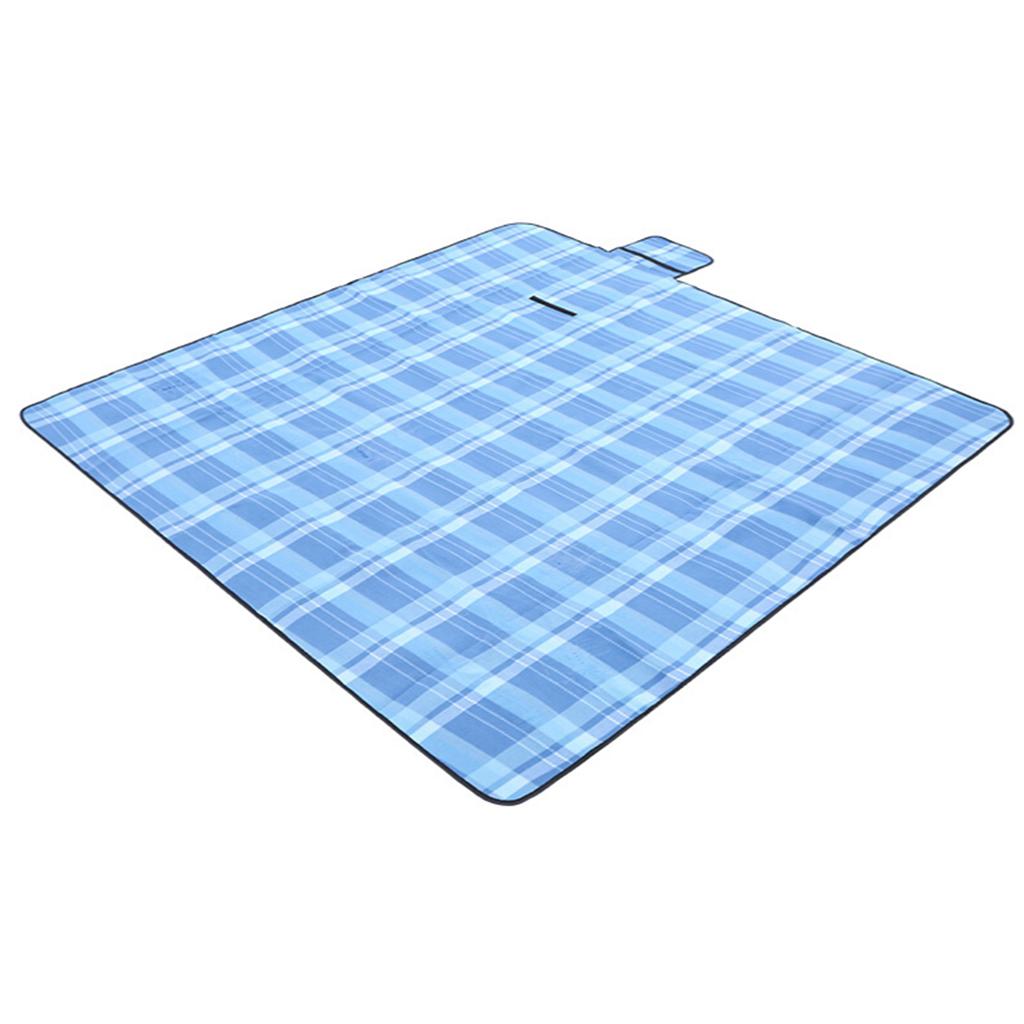 Outdoor Beach Folding Camping Mattress Pad 2x1.5M Blue Grid