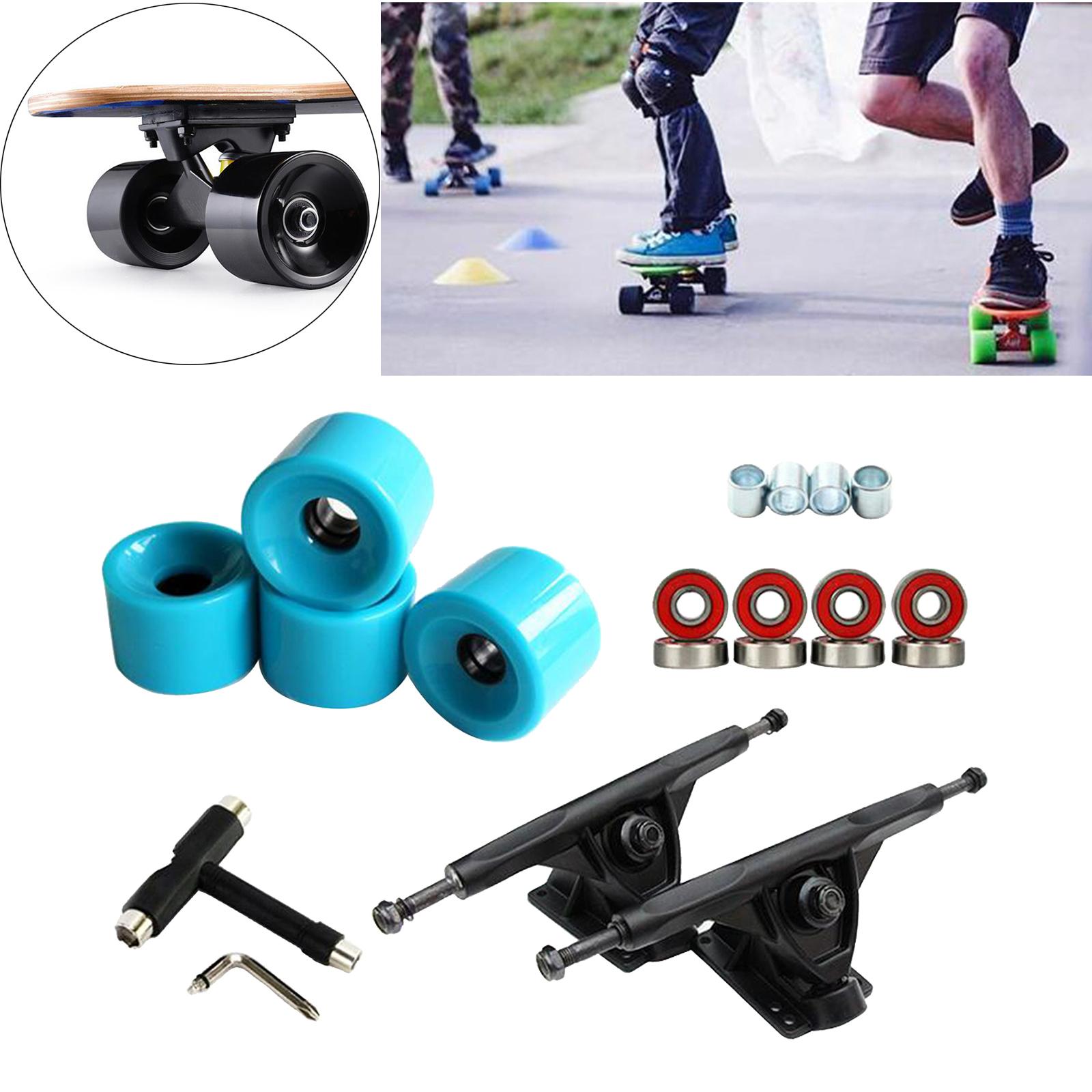 Alloy Solid Skateboard Truck 7'' Wheel Wrench Roller Part Black Blue