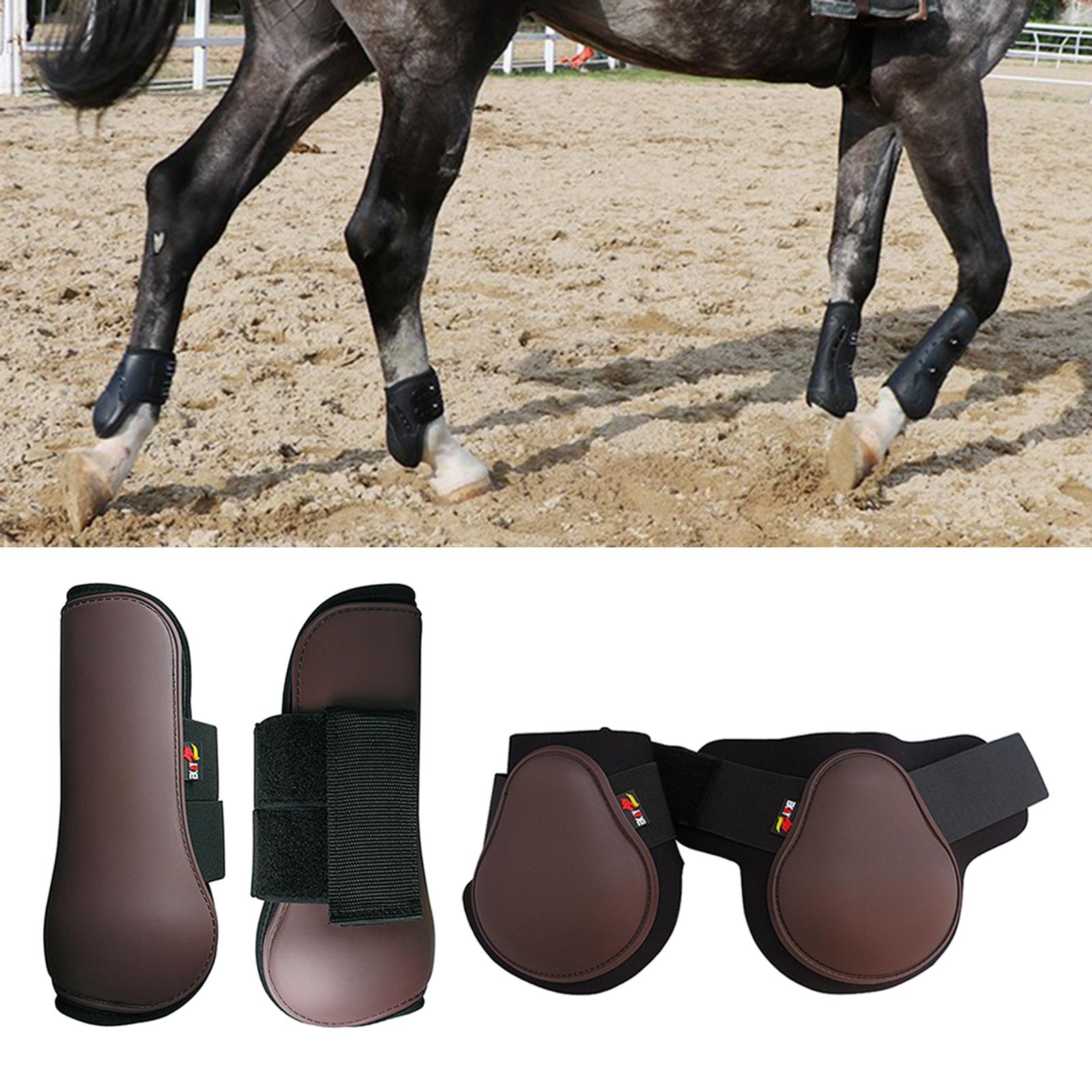Horse Tendon Fetlock Boots Set Jumping Leg Protection Boots L Brown
