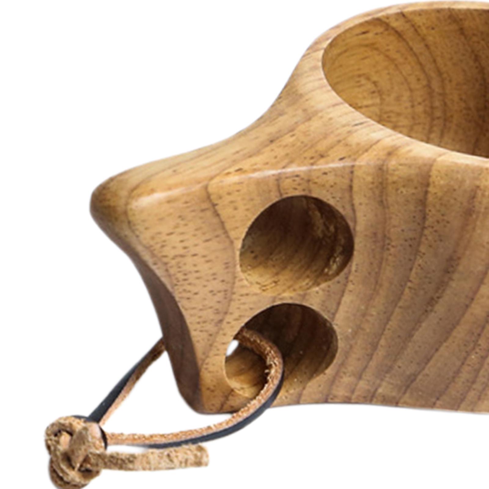 Portable Wooden Drinking Cup Tableware  Hiking Outdoor Camping 15x6.5x9cm