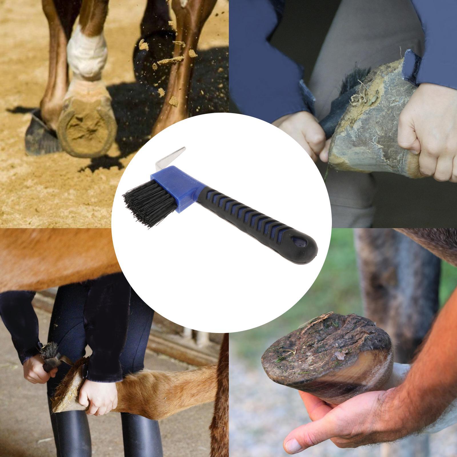 Horse Hoof Pick Brush Equestrian Tool Grooming Soft Grip Blue