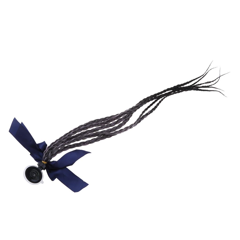Helmet Pigtail Bowknot Helmet Ponytail with Suction Grey to Black