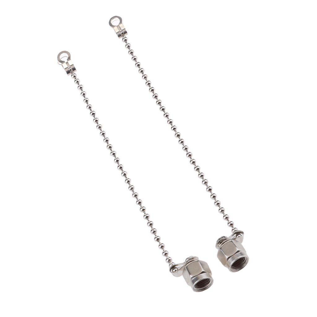2Pcs SMA Connector RP.SMA Straight Protective Dustproof Cap Cover + Chain