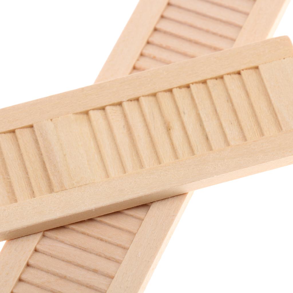 1/12 Dollhouse Miniature Unpainted Wooden Window Door Shutters Accessories