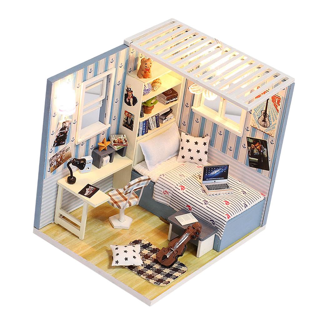 Modern DIY Assembly Miniature Dollhouse Kit with Furniture and Accessories