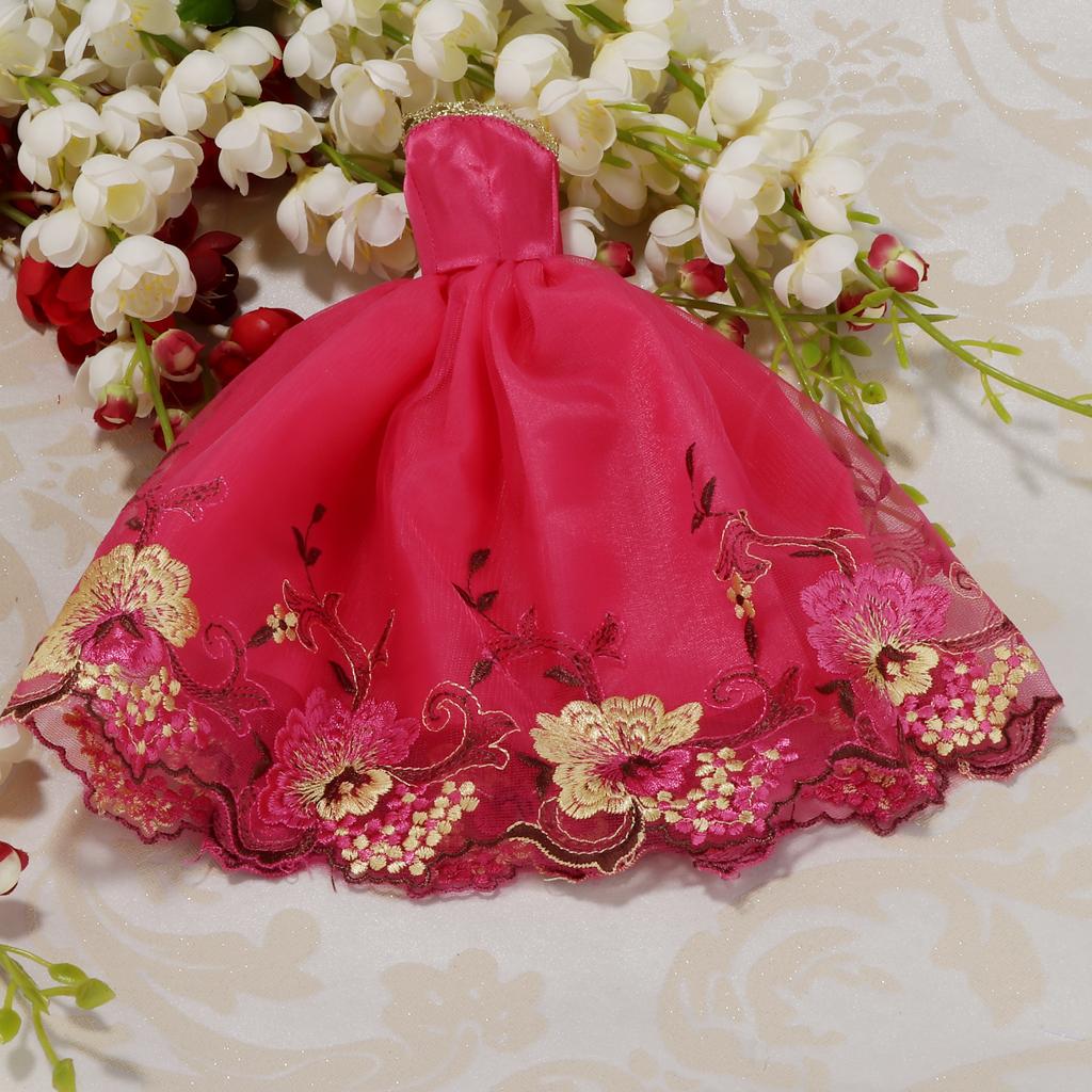 Charming Tube Top Dress Embroidery Wedding Dress for  Outfit Red