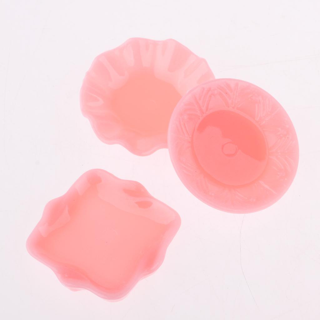 30pcs 1/6 Dollhouse Miniature Plastic Plates Set Tableware Accessories Pink