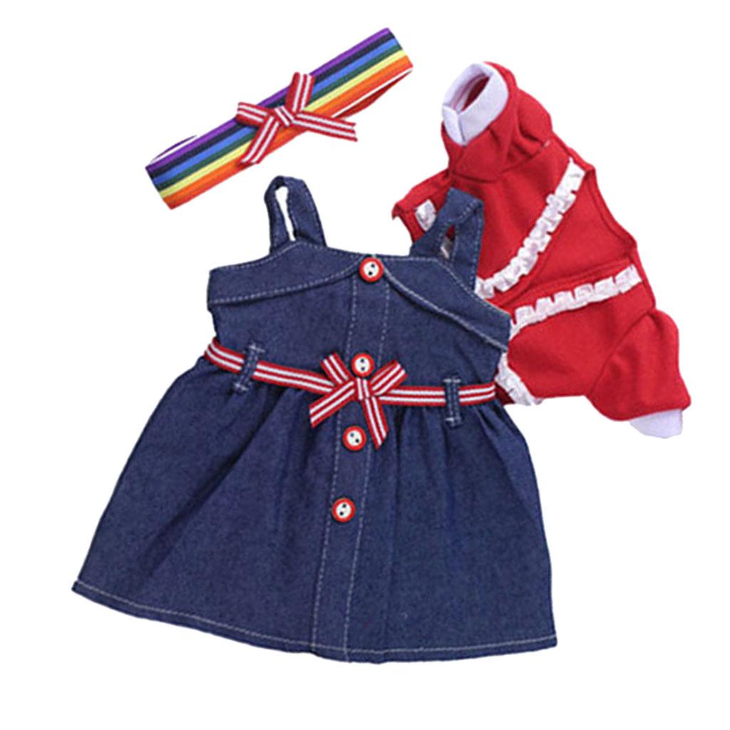 Lovely Doll Denim Skirt Coat Hairband Set for American Doll Clothes