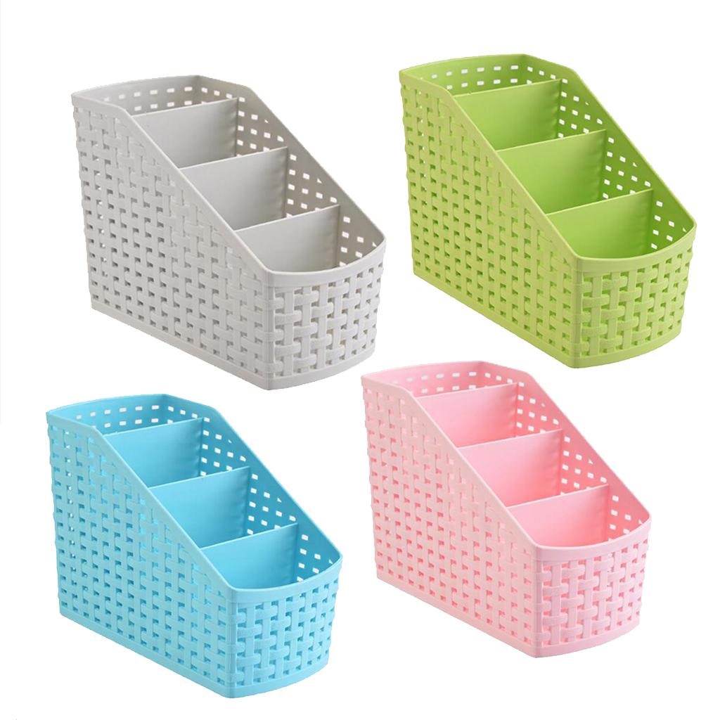 Plastic Makeup office Holder Kitchen Desktop Storage Organizer Basket Blue
