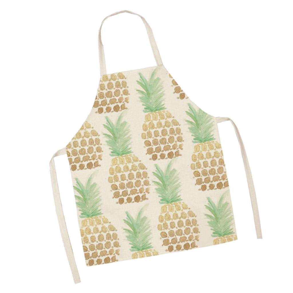 Kitchen Sleeveless Pineapple Apron Cooking Dress Yellow 49x40cm