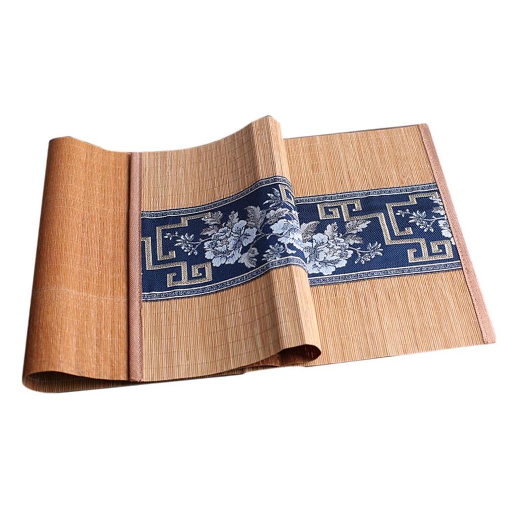 Bamboo Tea Mat Desk Slat Placemat Table Runner Home Hotel Salon