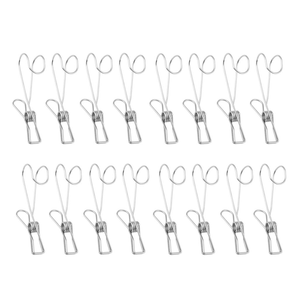 16 Pieces Multi-purpose Clothesline Utility Clips Steel Wire Clips 9cm