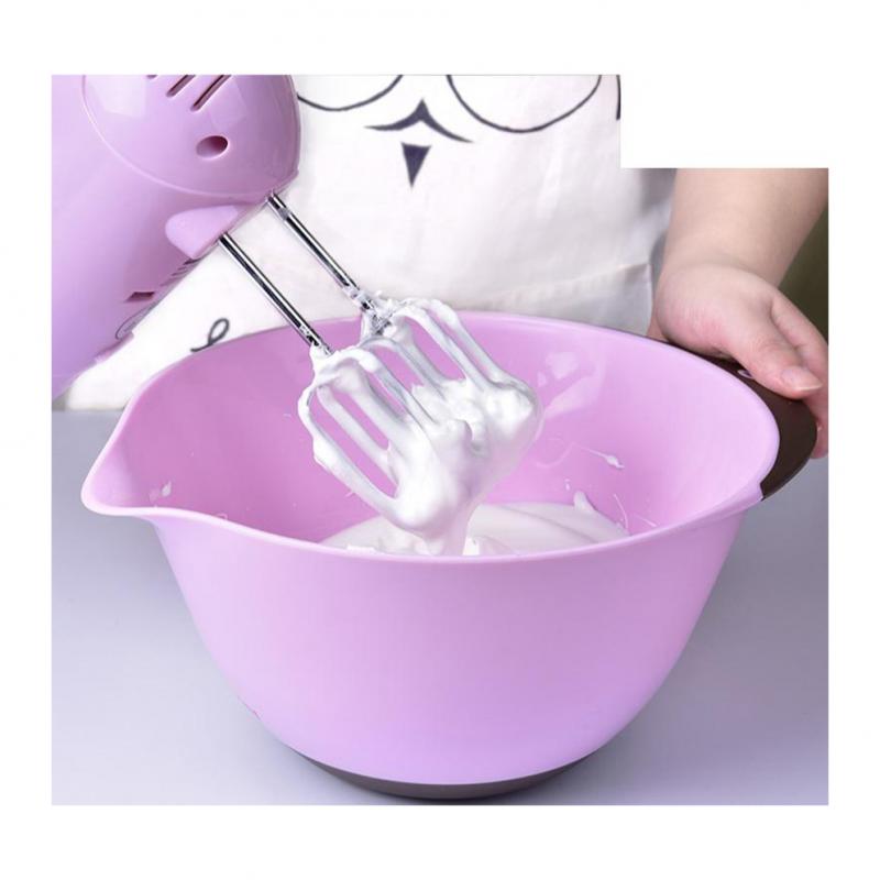 Plastic Nesting Mixing Bowls with Handle Spout and Non-Slip Bottom 22cm