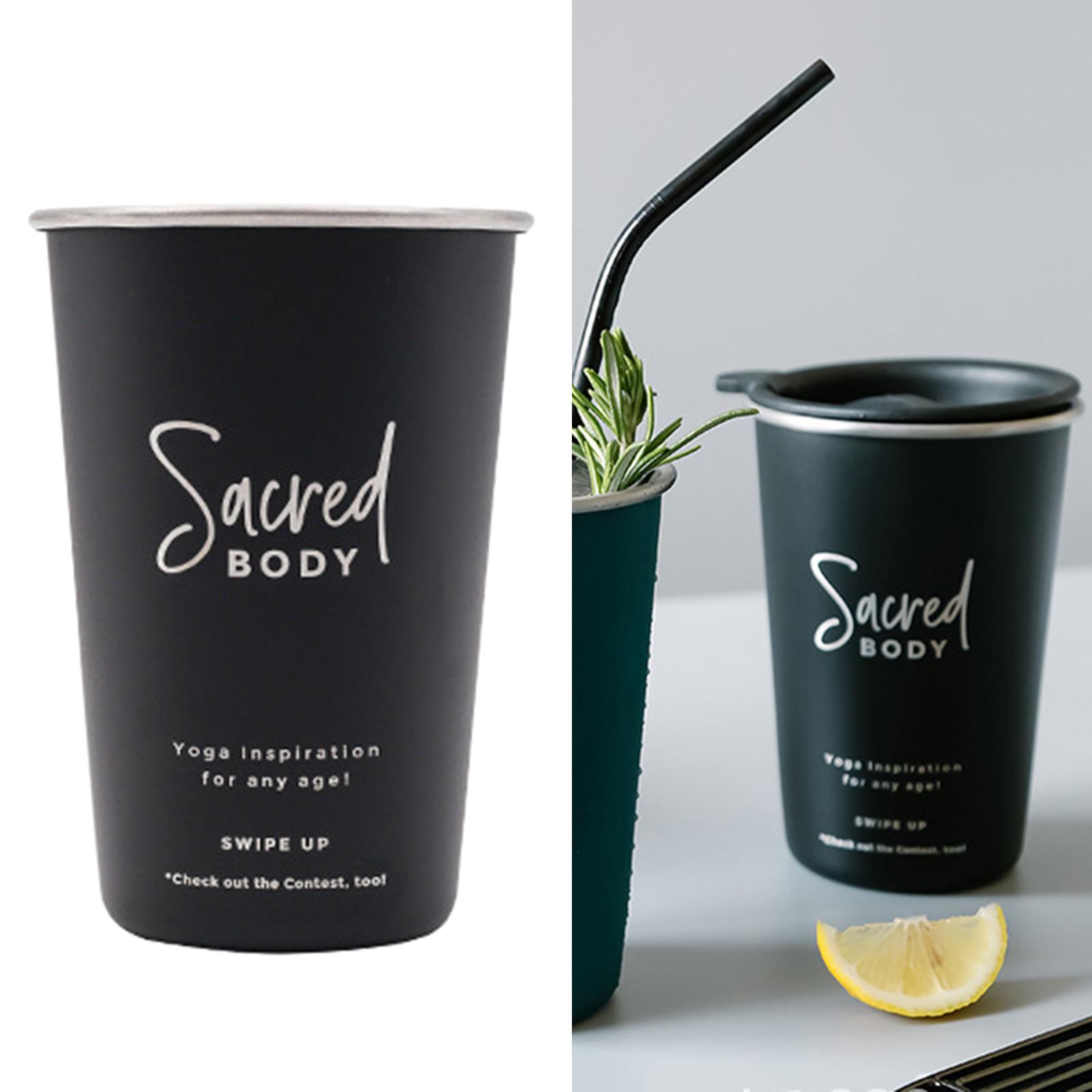 500ml Shatterproof Cold Drinks Beer Mug Cup Stainless Steel Travel Black C