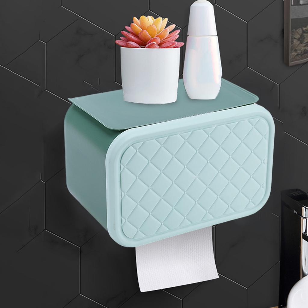 Toilet Roll Holder Wall Mount Self-Adhesive Rack for Toilet Green