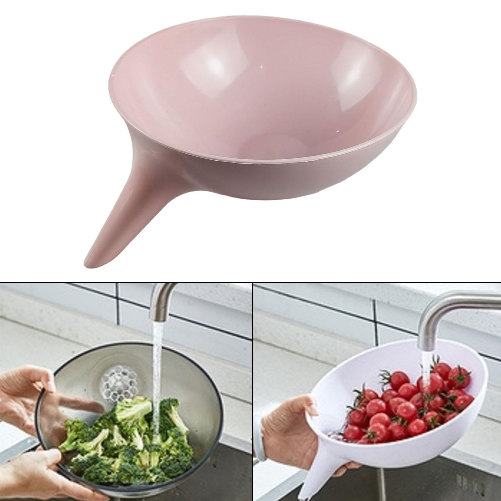 Kitchen Plastic Colander Drain Bowl Strainer for Fruits, Veggies, Spaghetti Pink