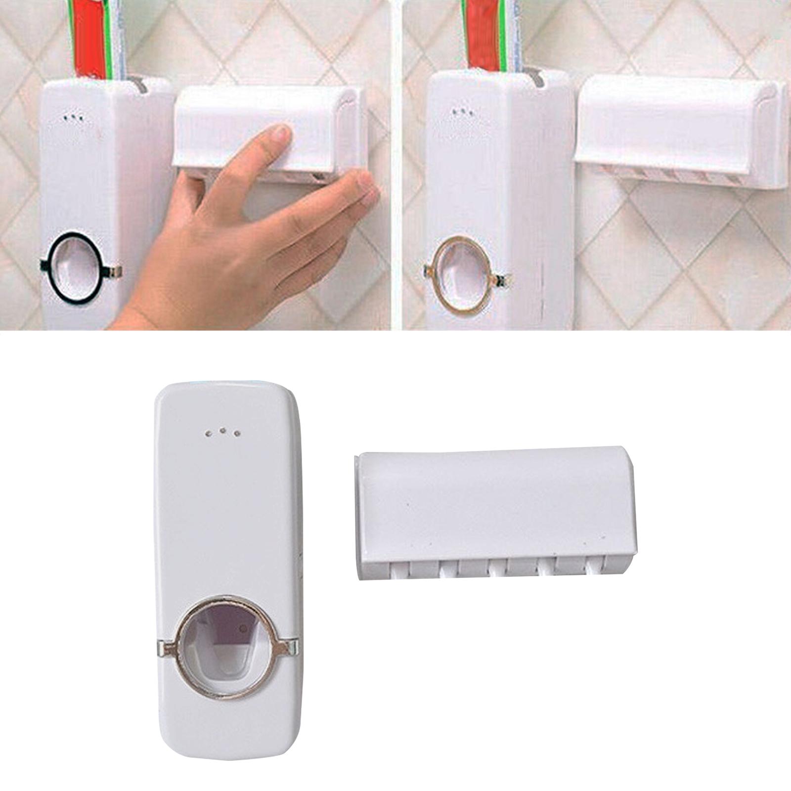 Toothbrush Holder and Toothpaste Dispenser Hands Free for Family Washroom