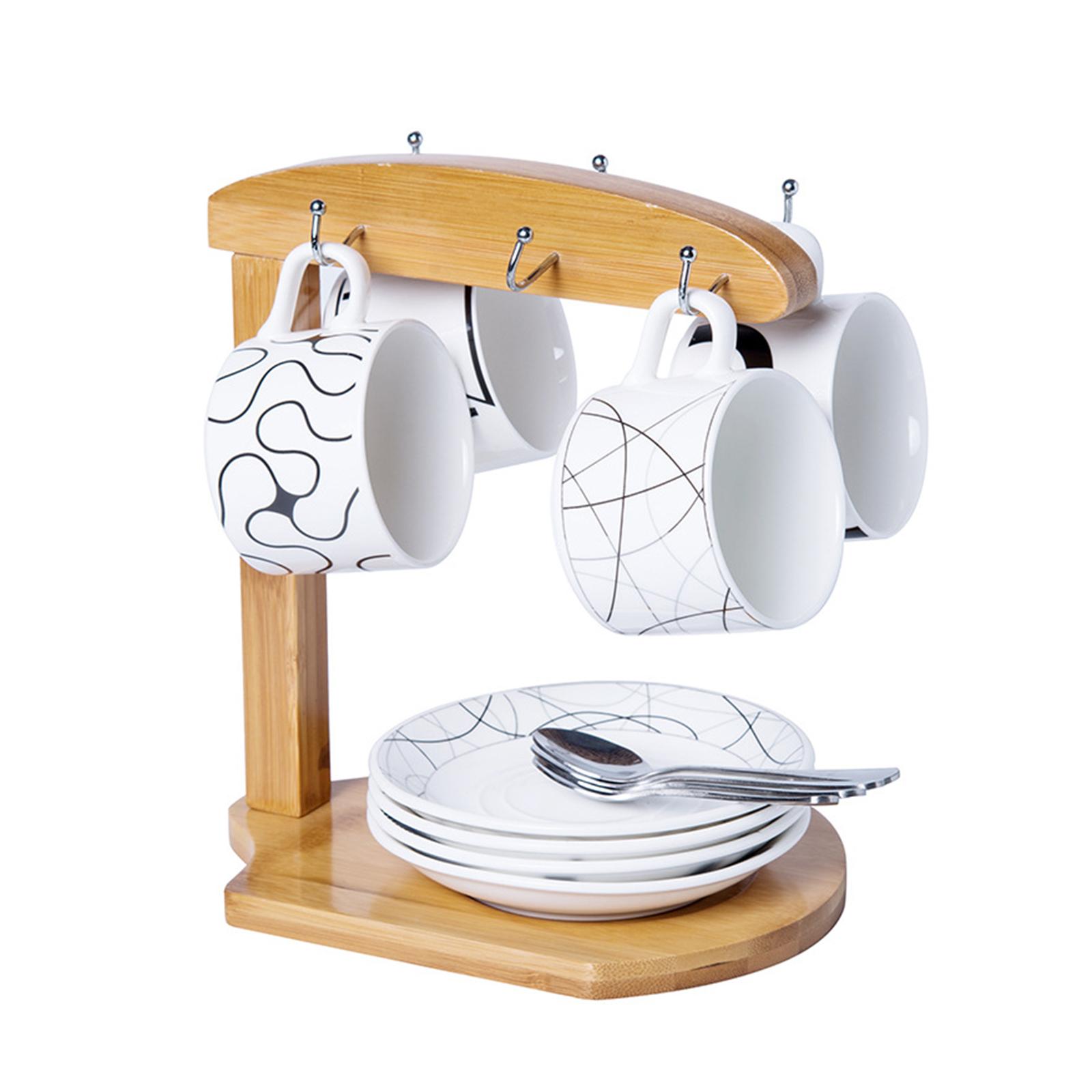 Coffee Cup Holder Display Multifunctional 6 Hooks Durable for Home Kitchen