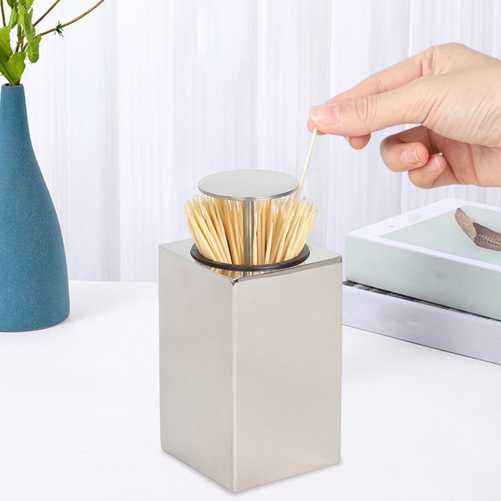Novelty Toothpick Dispenser Retractable Push Button Top Household for Home
