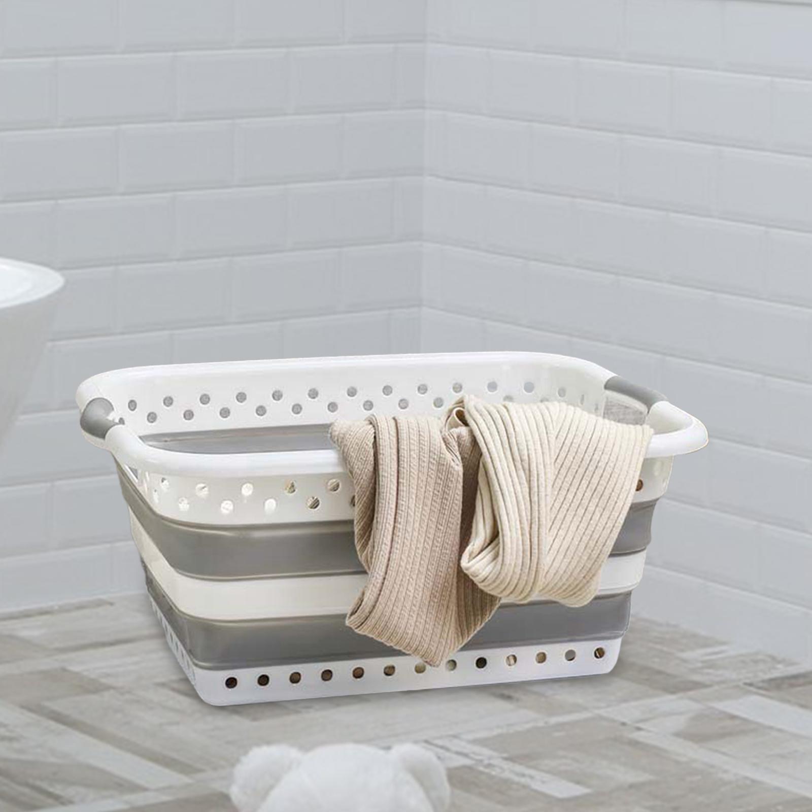 Collapsible Laundry Basket with Drainage Hole Versatile Durable Shower Basin