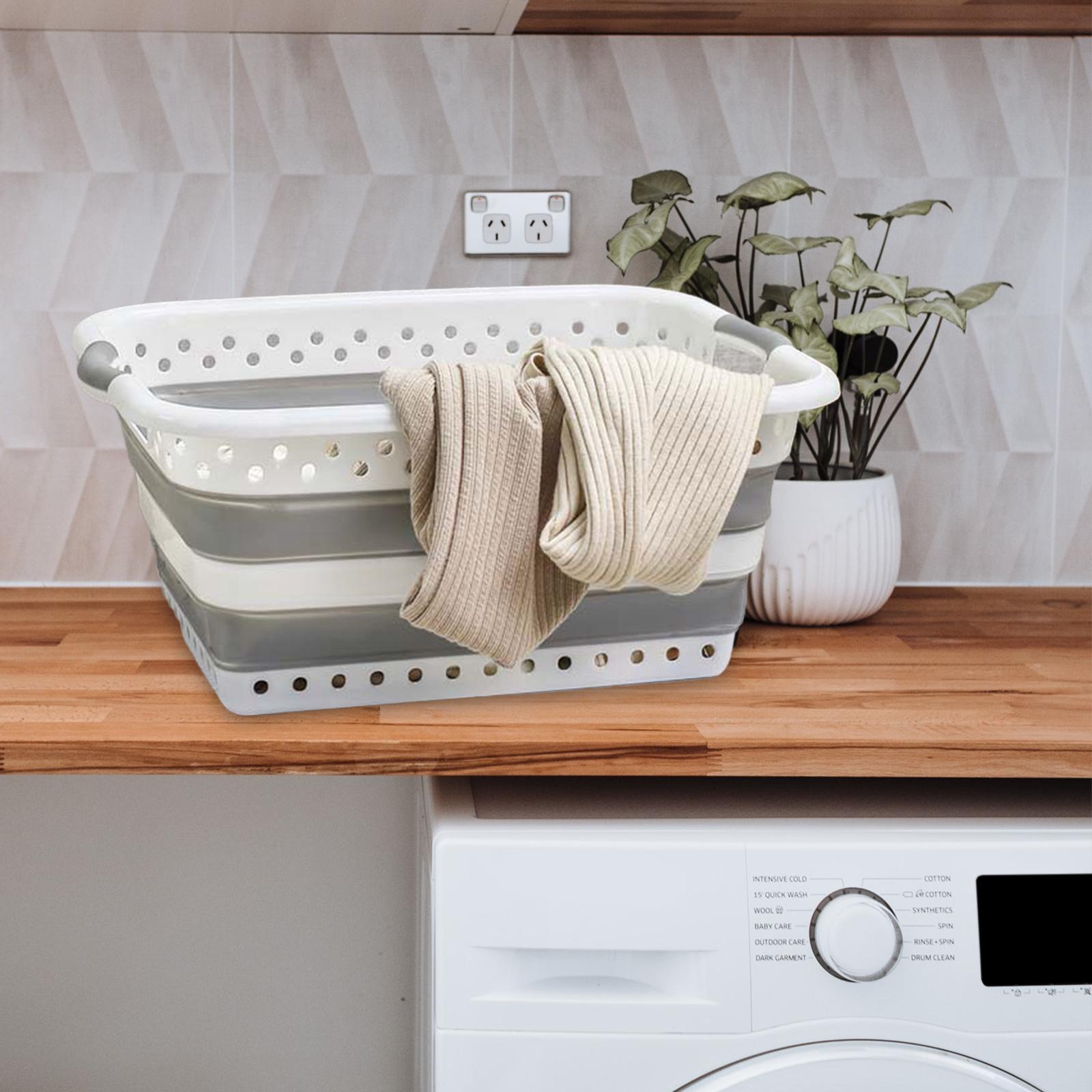 Collapsible Laundry Basket with Drainage Hole Versatile Durable Shower Basin