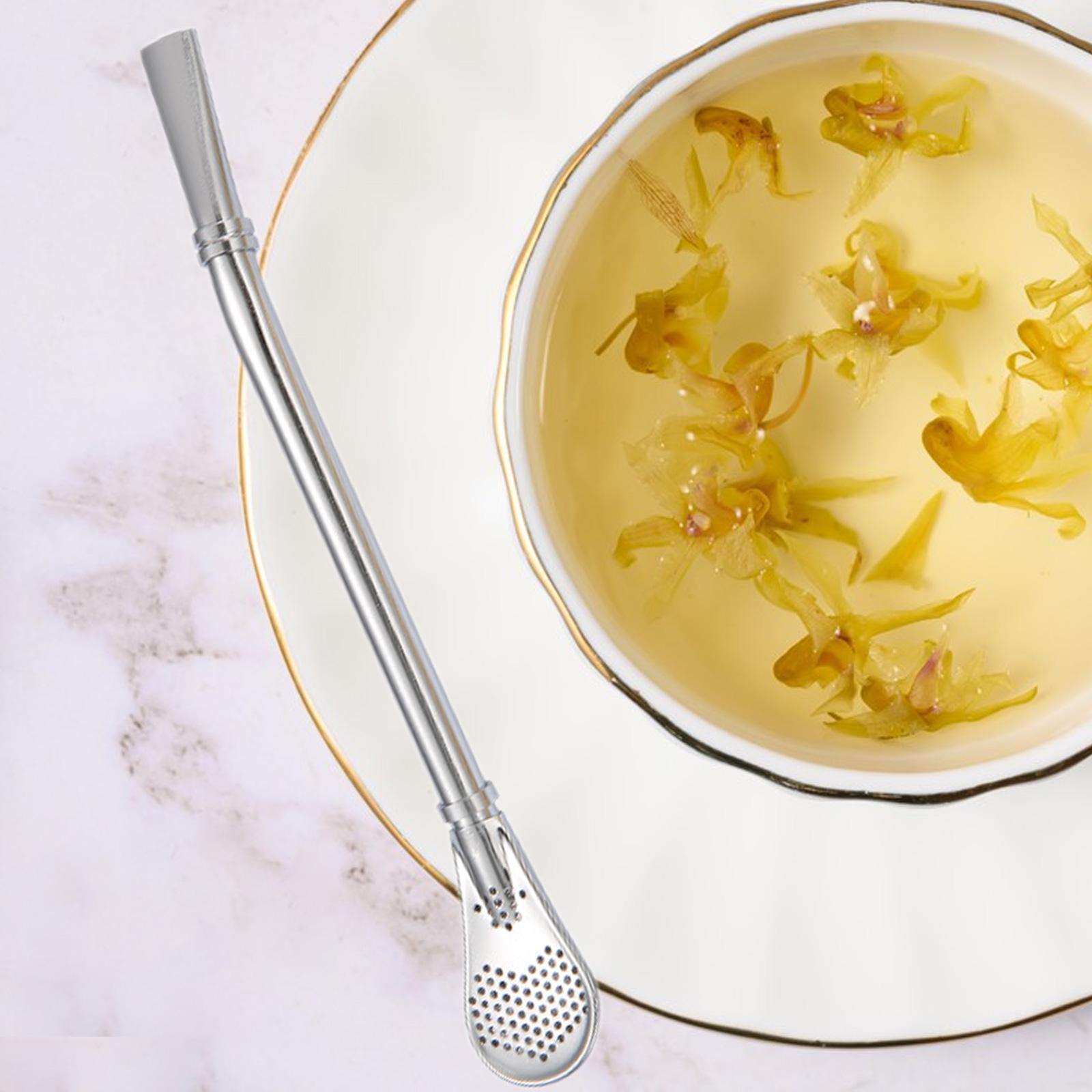 Long Handle Spoon Stirring Straw for Juice Loose Leaf Tea Drinks