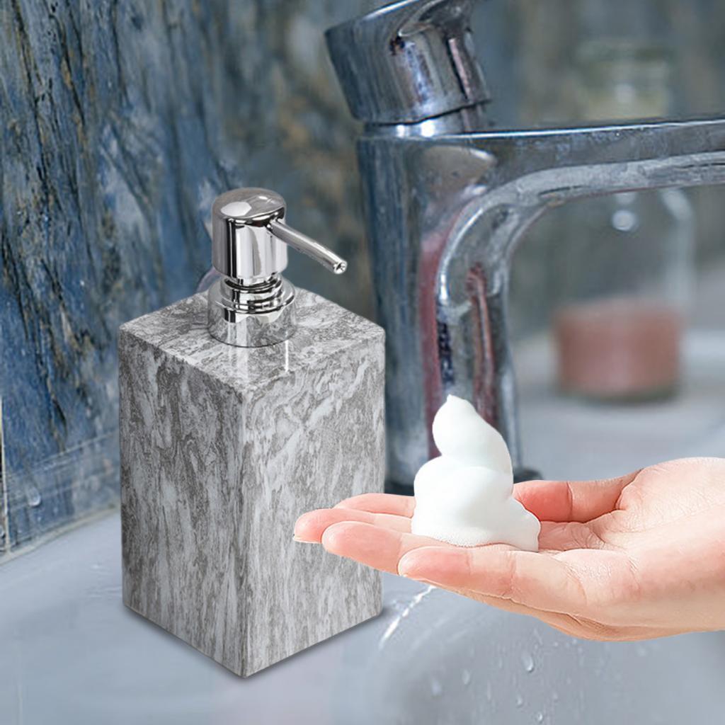 Marble Texture Soap Dispenser Decorative Bottle for Countertop Hotel Kitchen gray