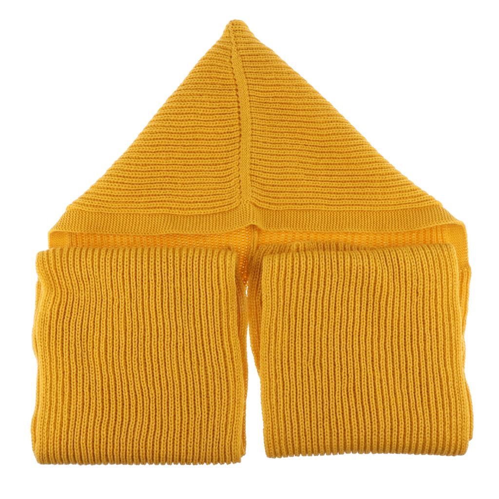 Parent-child Winter Knit Hooded Scarf Headscarf Neck Warmer Hoodie Hat Yellow