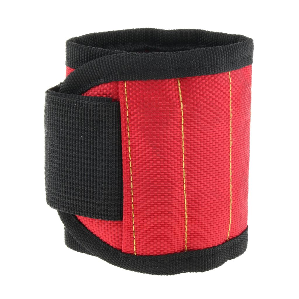 Magnetic Wristband Nail Screw Holder Tool Storage Drill Belt Red