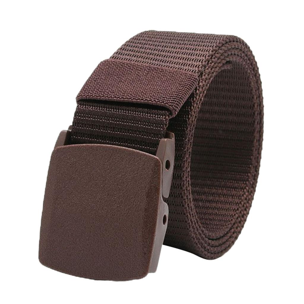 Outdoor Breathable Men Nylon Waist Belt Slide Buckle Coffee